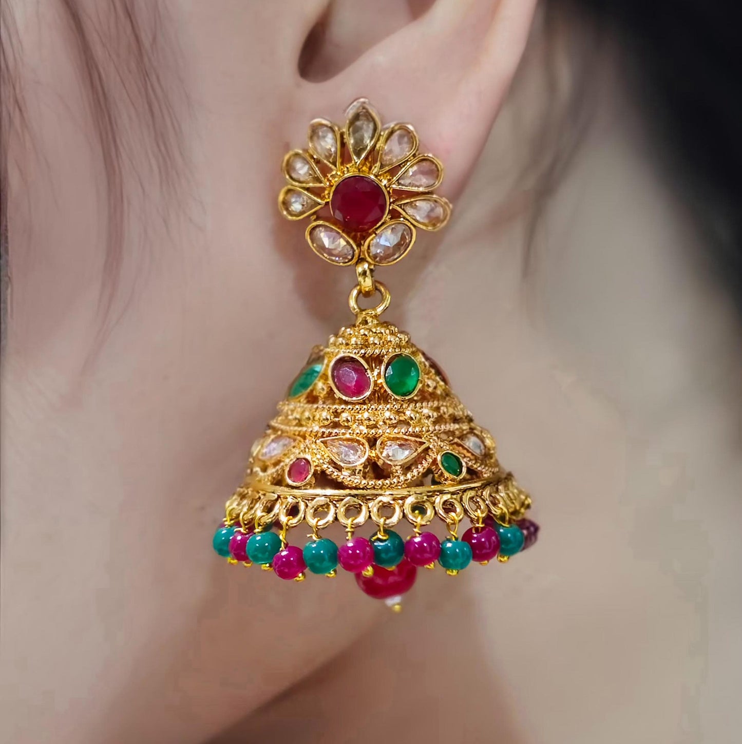 Kundan Jhumkas